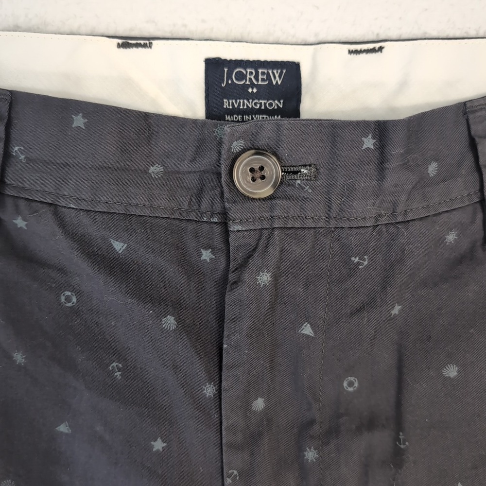 J Crew Shorts Mens 33 Rivington AOP Beach Nautical Sailboat 10" Inseam Gray